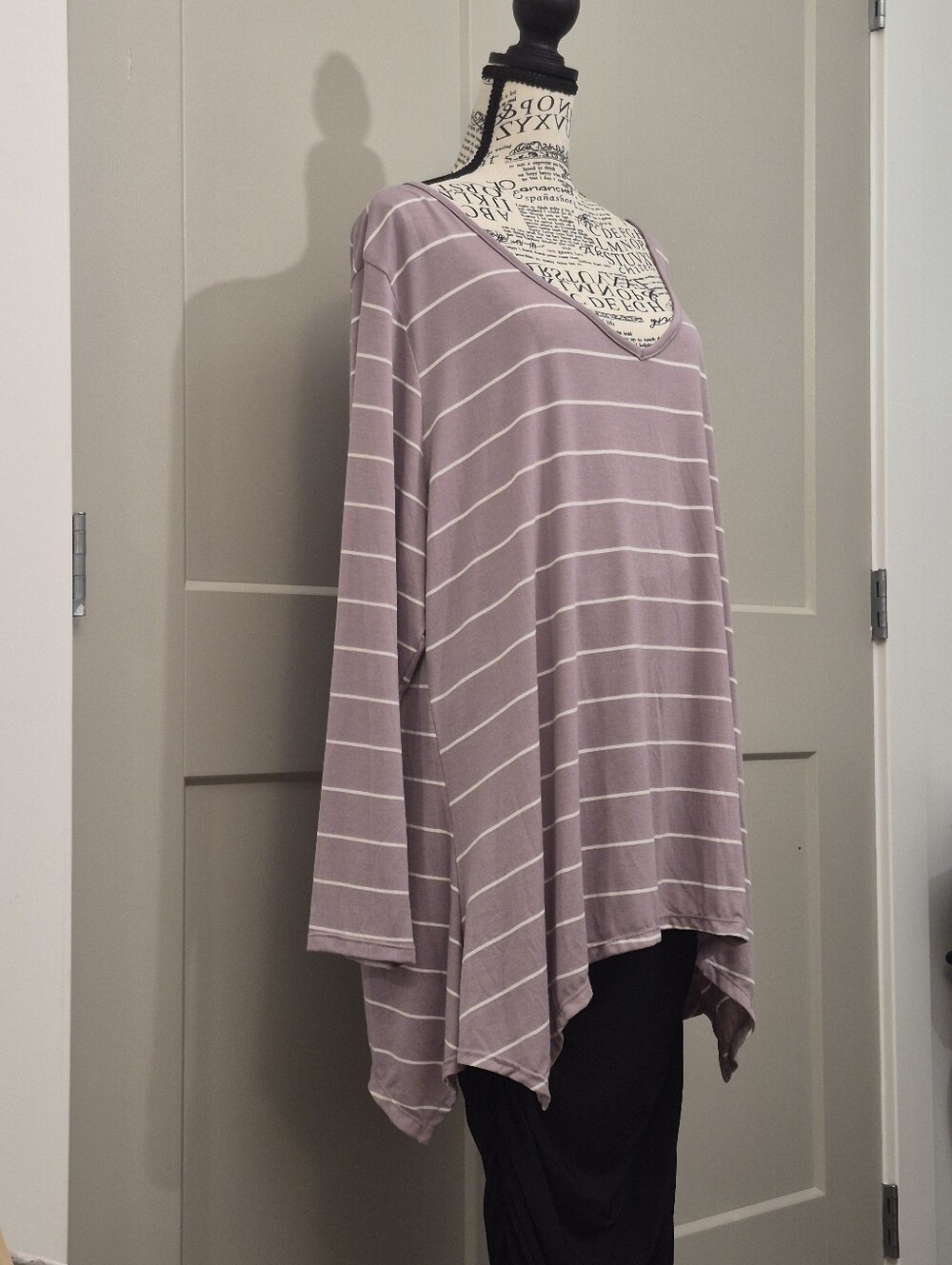 Ali Miles Tunic Top Womens 3X Mauve Striped Asymmetrical Hem
